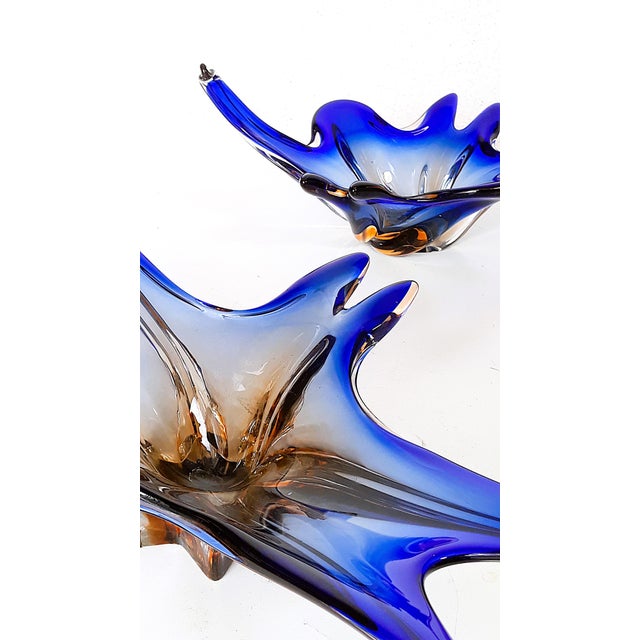 Handmade Cobalt Blue Murano Glass Bowls, Italy, 1970s, Set of 2 For Sale - Image 10 of 17