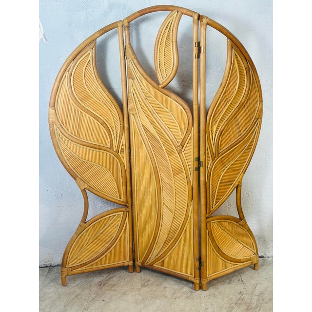 Boho Chic Vintage Pencil Reed Rattan Screen in the Style of Gabriella Crespi For Sale - Image 3 of 8