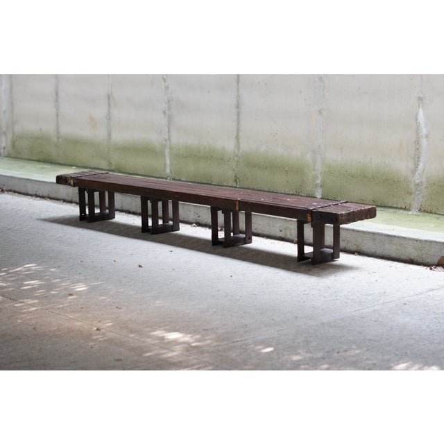 Long Low Hand Crafted Wooden Bench Coffee Table For Sale In Philadelphia - Image 6 of 8