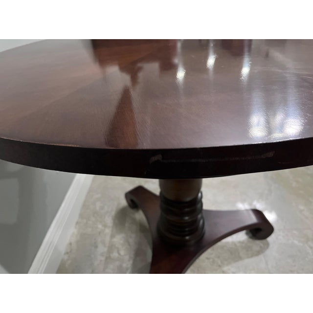 Wood 1990s Baker Furniture Empire Mahogany Pedestal Tea Table or Center Table For Sale - Image 7 of 10