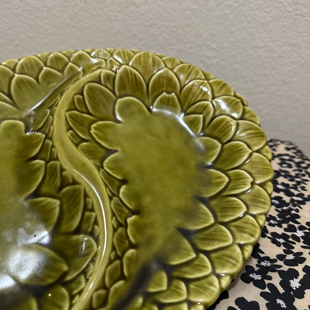 Mid-Century Modern Vintage Mid-Century Belmar of California Majolica-Style Artichoke Platter For Sale - Image 3 of 7