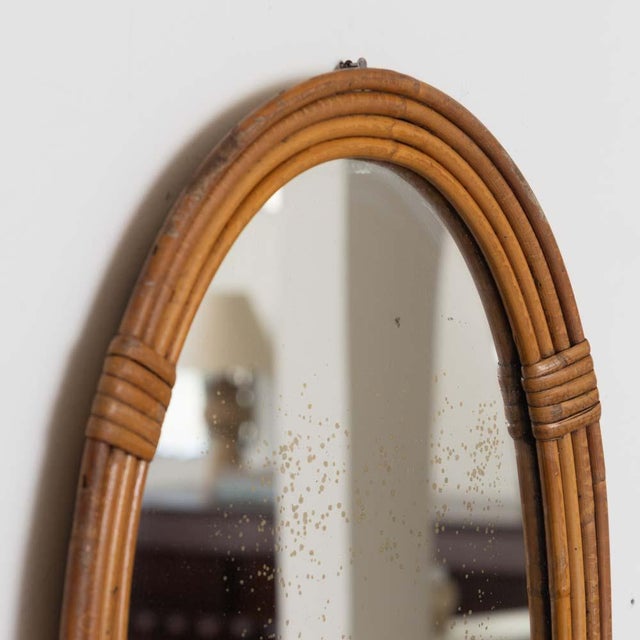 1960s French Rattan Oval Mirror For Sale - Image 10 of 11
