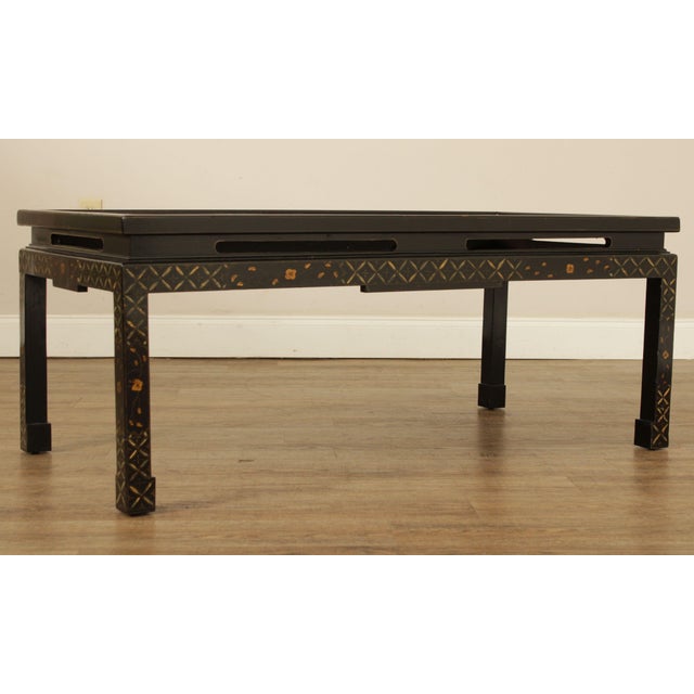 Chinese Chinoiserie Black Lacquered Coffee Table Chairish