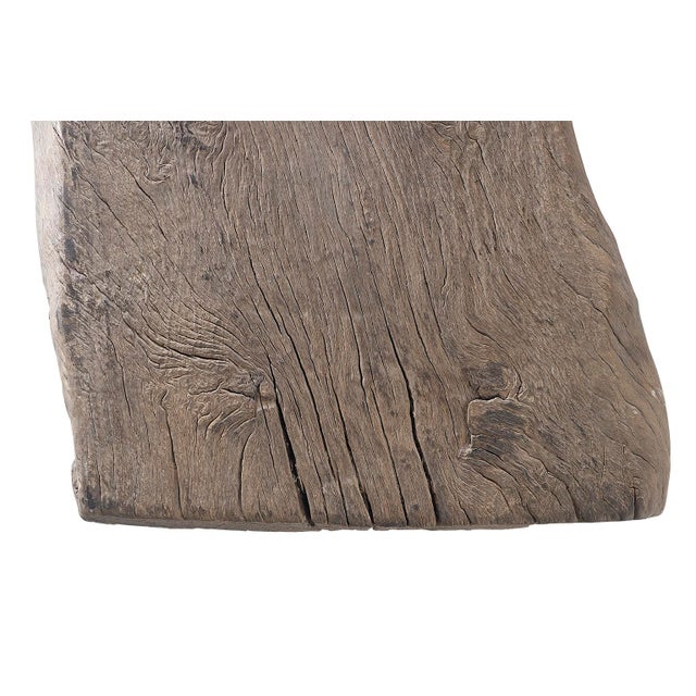 Late 20th Century Large Bleach Teak Slab Coffee Table on Metal Base For Sale - Image 5 of 7