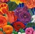 Mega City Redux by Robin Hextrum | Oil on Canvas Colorful floral arrangement with abstract background For Sale - Image 4 of 4