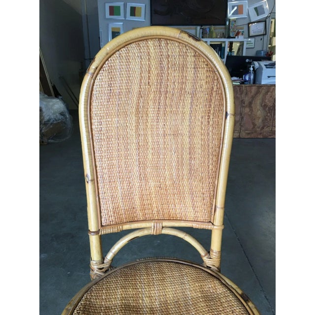 Restored Vintage Rattan Side Chair W/ Large Wicker Fan Back and Seat For Sale - Image 11 of 12