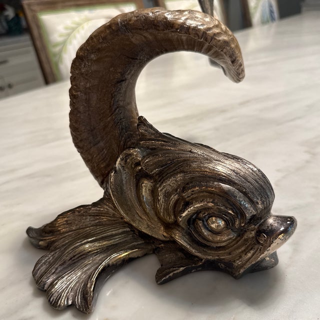 1970s Gabriella Crespi Silvered Bronze and Horn Dolphin Sculptor - Signed For Sale - Image 10 of 10