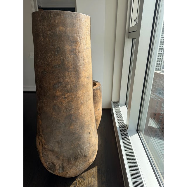 Large Organic Modern Wooden Vessels — Sculptural, Hand‑Carved, Primitive Modern Forms For Sale - Image 4 of 11