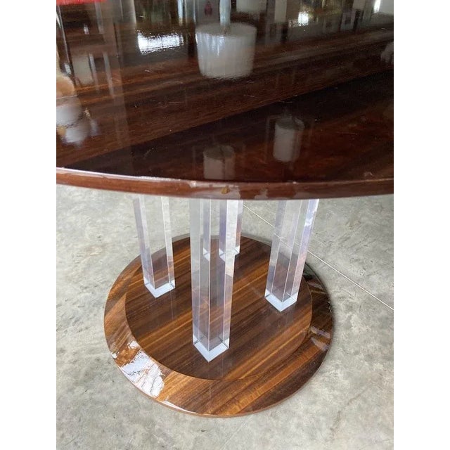 Interlude Home Laquered Wood Round Table With Acrylic Leg Base For Sale - Image 6 of 10