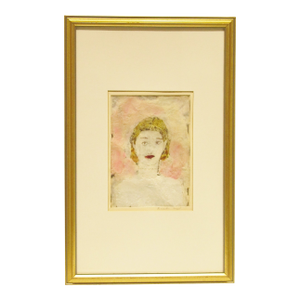 Rare Mixed Media Portrait Painting Attributed to Alexandra Grant and Signed