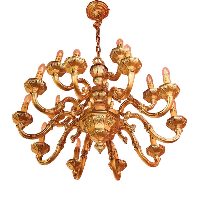 Large Louis XIII 15-Light Chandelier from Maison Lucien Gau For Sale