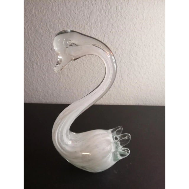 1980s White Art Glass Swan Figurine For Sale In Dallas - Image 6 of 7