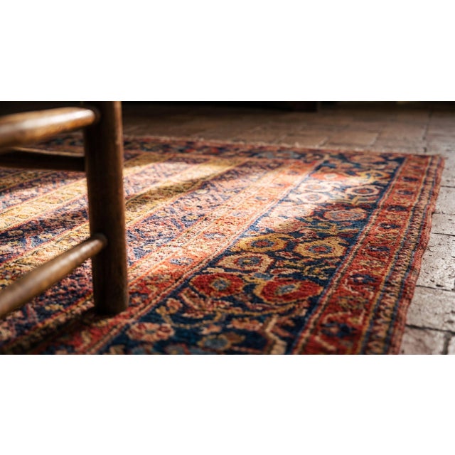 A Allover-Geometric Design Antique Persian Bijar Gallery Rug With Red Background Color For Sale - Image 15 of 15