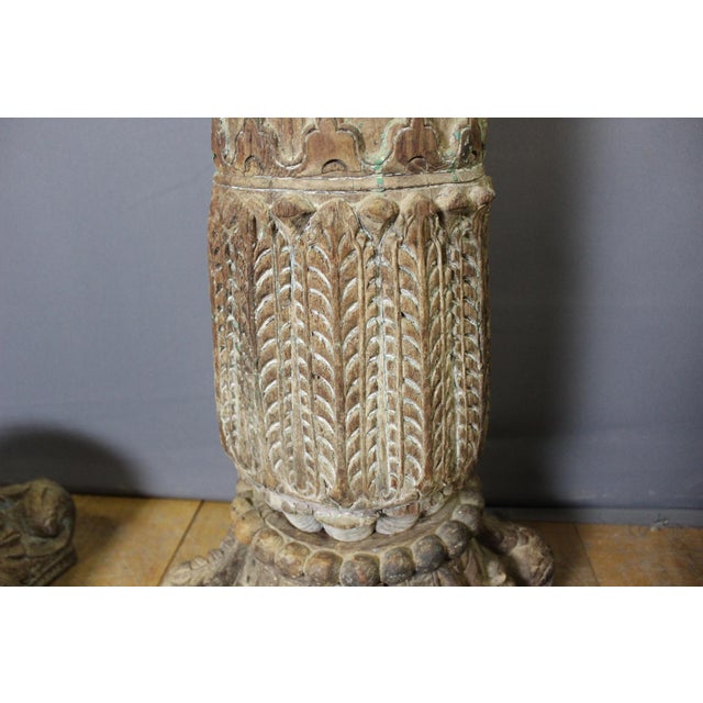 19th Century Carved Wooden Columns, Set of 2 For Sale - Image 11 of 15