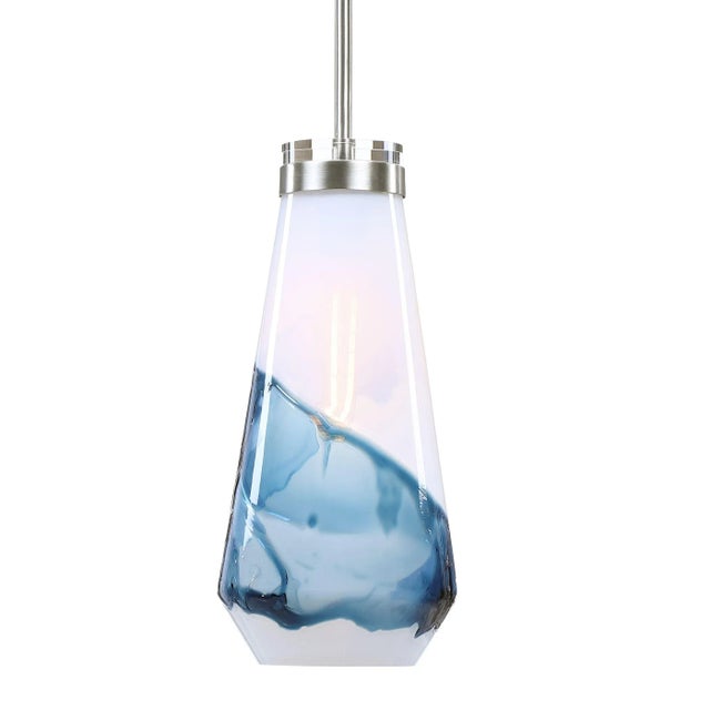 The Feeling Of Windswept Sky And Clouds Are Brought To Life In This 1 Lt. Pendant With A Focus To The Swirling White And...