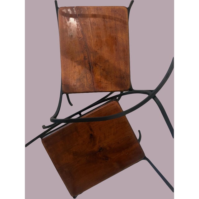 Mid Century Modern Style Minimalist Black Wrought Iron Occasional Chairs, a Pair For Sale - Image 13 of 14