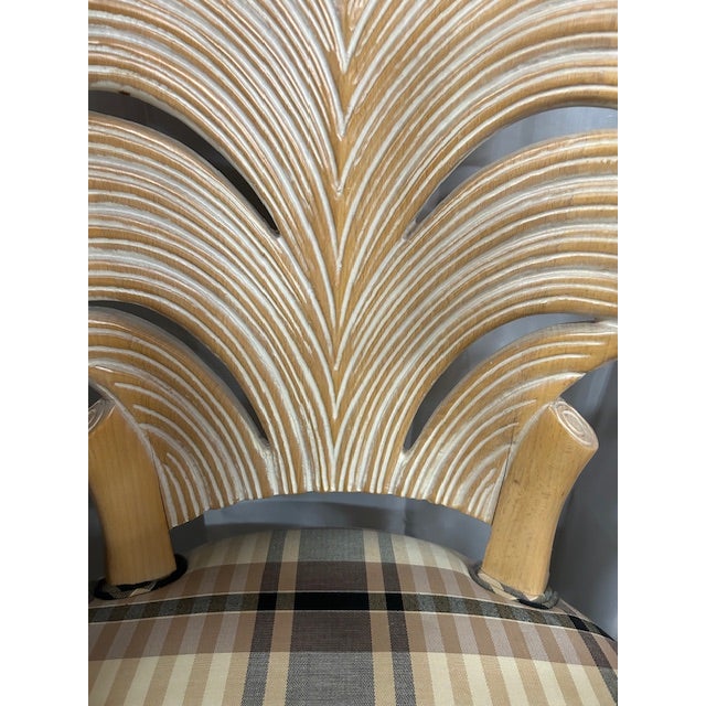 Late 20th Century Wood Carved Palm Frond Leaf Chairs, Set of 6 For Sale - Image 10 of 12