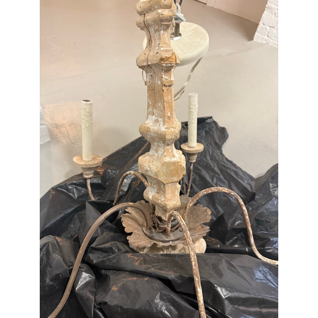 Italian 18th Century Italian Five-Arm Carved Wood Chandelier With Original Gilding For Sale - Image 3 of 4