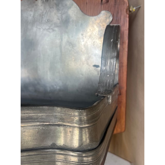 Antique Pewter Lavabo on Handmade Antique Oak Panel, 18th Century For Sale - Image 10 of 15