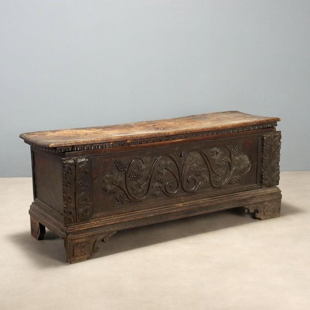 Walnut Chest with Vine Tendril Carvings For Sale - Image 13 of 13