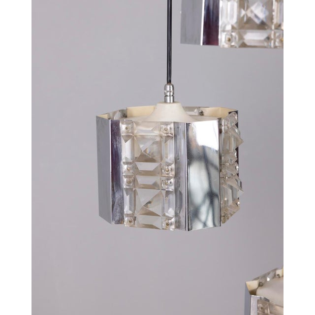 Vintage Metal and Crystal Pendant Lamp by Kinkeldey, 1970s For Sale - Image 4 of 12