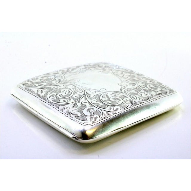 Curved Silver Cigarette Case with Plant Motifs For Sale - Image 6 of 7