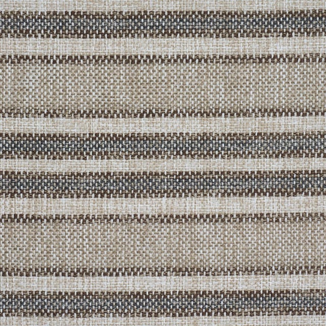 Traditional Sample - Schumacher Even Keel Outdoor Stripe Fabric In Greige For Sale - Image 3 of 5