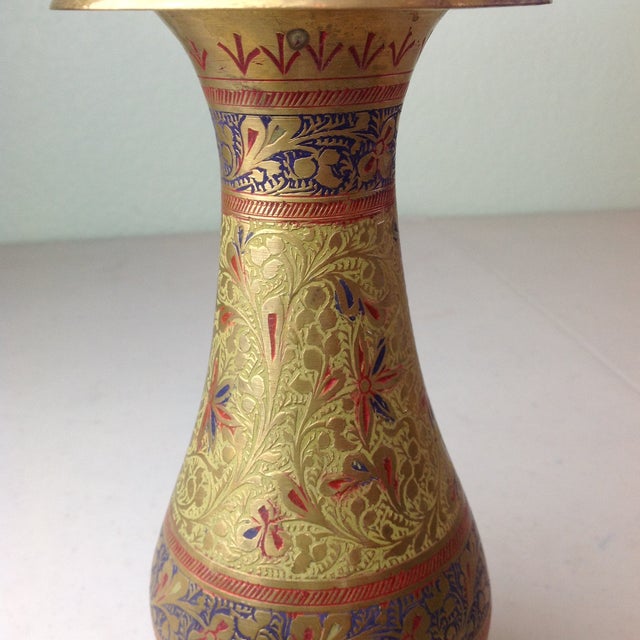 Vintage Etched Brass Vase Chairish