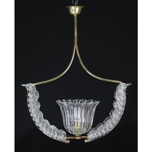 Glass 1950s Fascinating Art Deco Pendant Murano Glass Chandelier by Ercole Barovier For Sale - Image 7 of 17