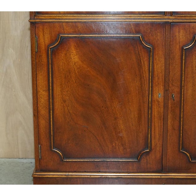 Brown Vintage Flamed Hardwood Sideboard Bookcase with Three Large Drawers For Sale - Image 8 of 18