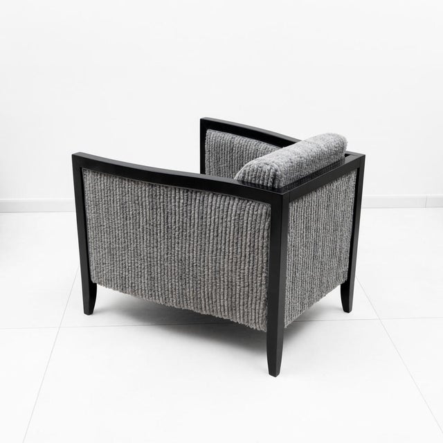 Italian Art Deco Style Chairs in Black Lacquered Wood and Ribbed Velvet, 1970, Set of 2 For Sale - Image 6 of 9