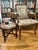 This is a distinctive one-of-a-kind cocktail or drinks table featuring a large cast brass faux bamboo gallery tray mounted...