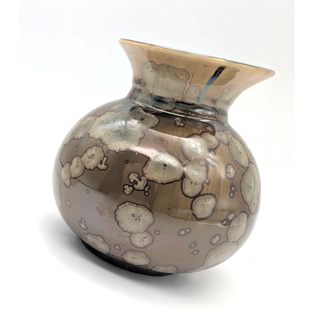 Late 20th Century Artist Signed Studio Pottery Glazed Crystalline Bud Vase For Sale - Image 5 of 9