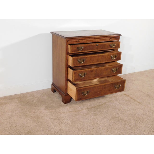 Baker Furniture Burled Walnut W Inlay 4 Drawer Chest W Pullout Drink Slide For Sale In South Bend - Image 6 of 14