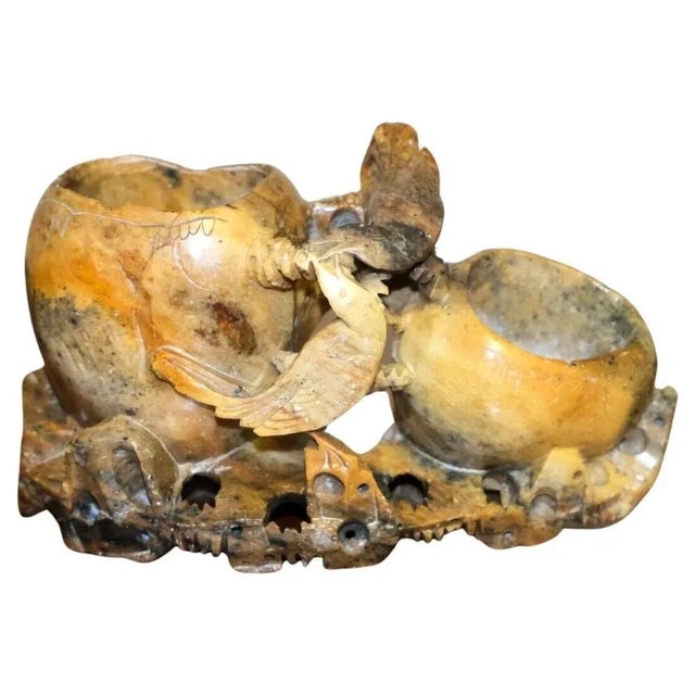 Early 20th Century Handcarved Soapstone Figure with Two Pots For Sale - Image 12 of 12