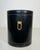1970s 1970s Black leather and brass wastepaper basket in the style of Jacques Adnet For Sale - Image 5 of 12
