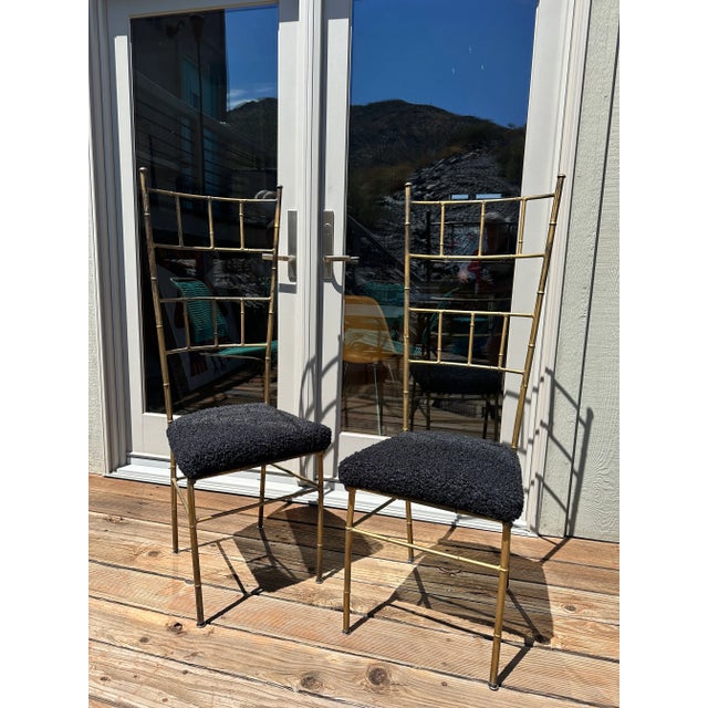 Mid 20th Century Italian Faux Bamboo Gilt Chiavari Style Chairs