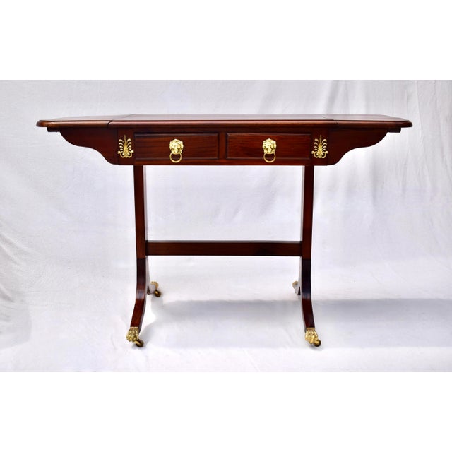 Early 20th Century Regency Mahogany Sofa Table With Drop Sides and Brass Castors For Sale - Image 13 of 13