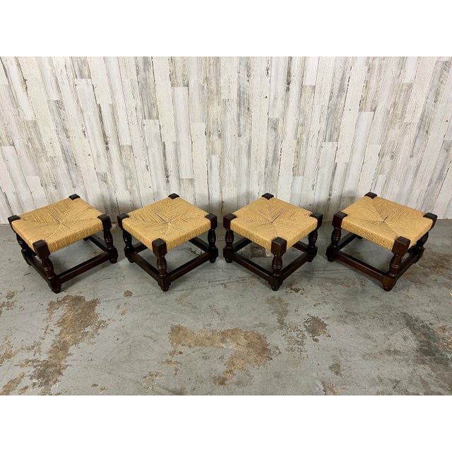 Set of Four Woven Rush Stools For Sale - Image 10 of 12