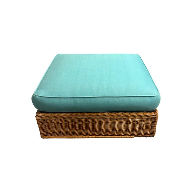 2 McGuire Wicker Chairs With Ottoman For Sale In New York - Image 6 of 10