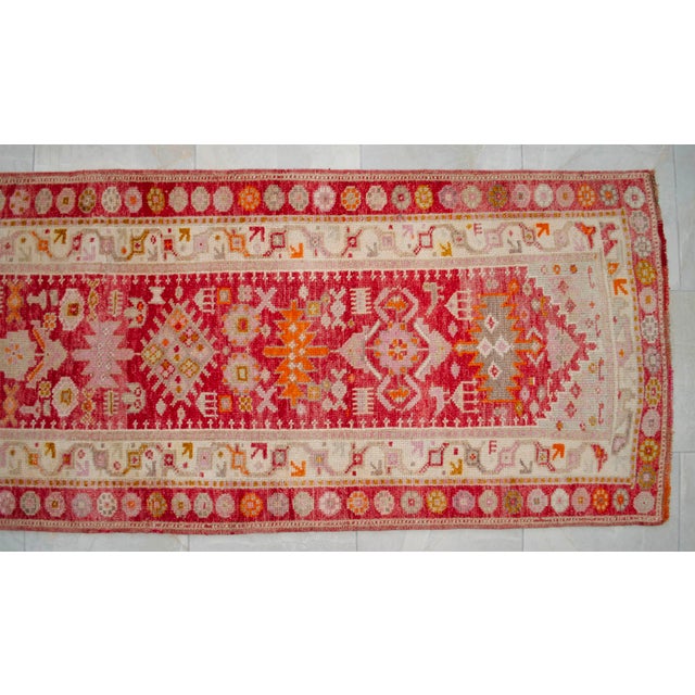 Oushak Runner Rug Turkish Hand Knotted Distressed Hallway Long Runner- 2'10" X 14'1" For Sale - Image 12 of 15