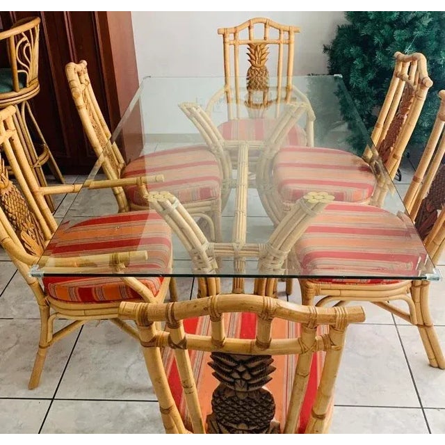 Wood Coastal McGuire Style Bundle Bamboo Dining Table Base For Sale - Image 7 of 9