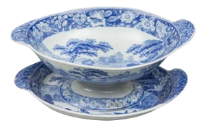 English "Wild Rose" Staffordshire Compote & Stand