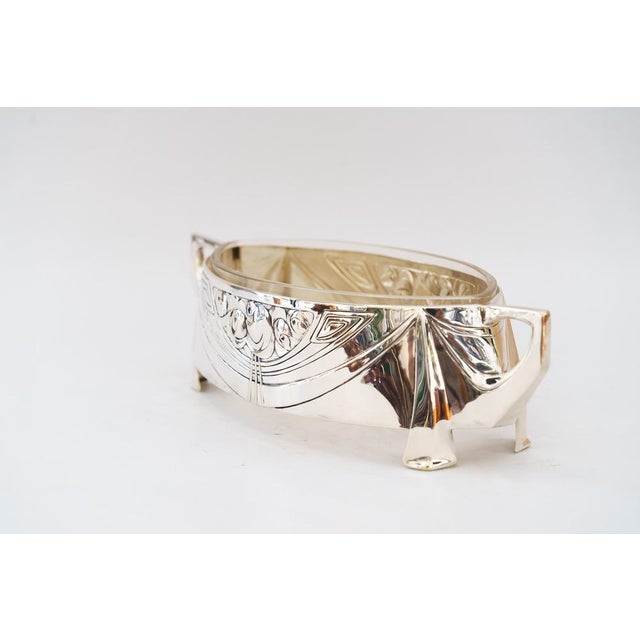 1900 - 1909 Art Nouveau Fruit Bowl in Brass, Silver and Original Glass, 1908 For Sale - Image 5 of 12