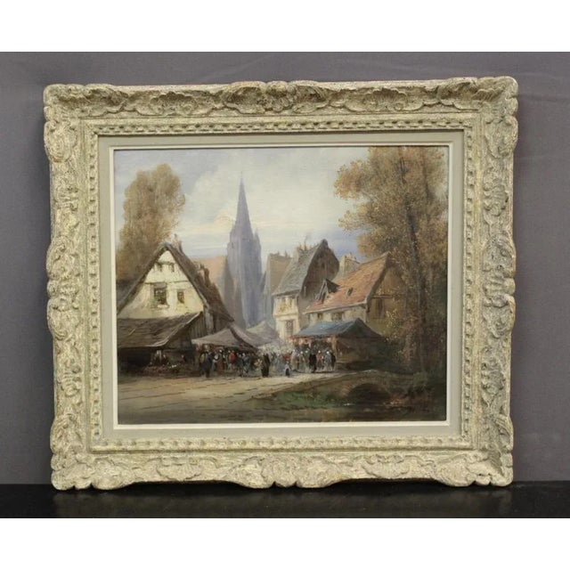 Paul Devillers, Market Scene in Rouen, 1920s, Oil on Canvas, Framed For Sale - Image 10 of 12
