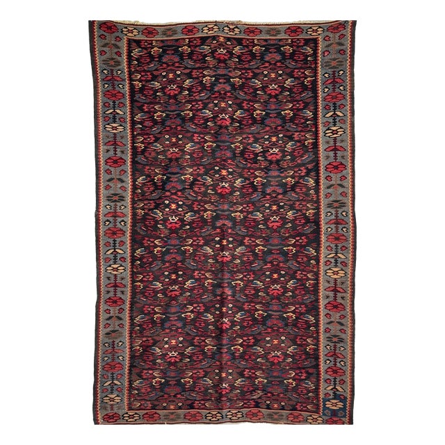 Vintage Middle Eastern Rug with Pink and Blue Floral Patterns, 1980s For Sale