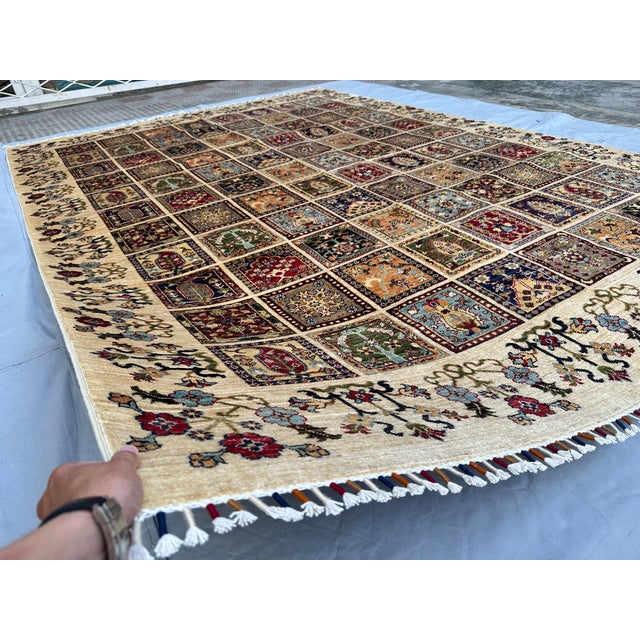 Hand-Knotted Afghan Bakhtiari Panel Garden Wool Area Rug - 8'1" X 11'5" For Sale - Image 4 of 16