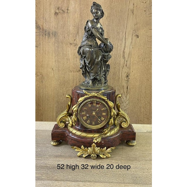 Late 19th Century Antique French Marble Mantle Clock For Sale - Image 5 of 18