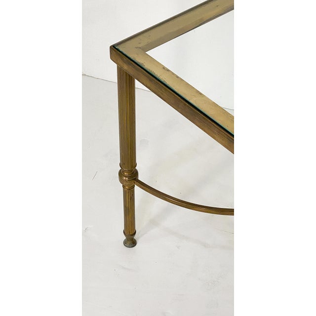 French Modern Square Cocktail or Coffee Low Table of Brass With Glass Top For Sale In Austin - Image 6 of 9