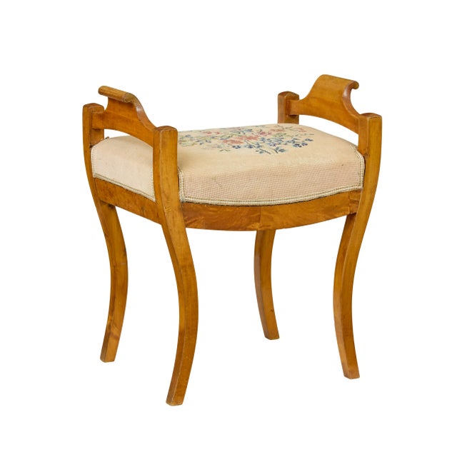 Antique Swedish Birch Empire Stool, 1850 For Sale - Image 9 of 9